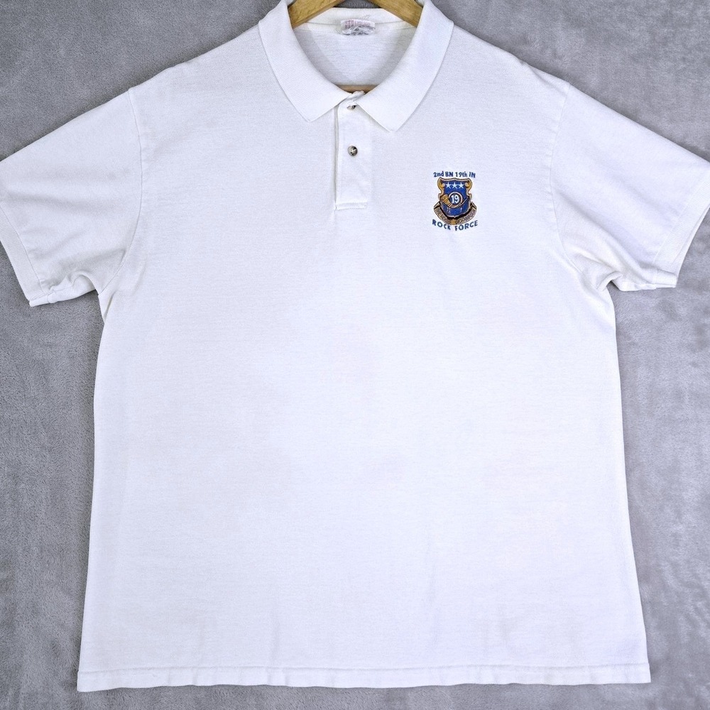 Army 2nd Battalion 19th Infantry Rock Force‎ Mens L Golf Polo Shirt Vintage